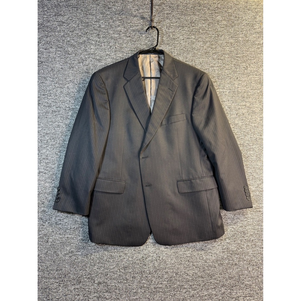 Hart Schaffner Marx Mens Pinstripe Blazer Charcoal Grey Suit Jacket 44S Notch